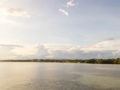 A tranquil sunset view over Moalboal's coastline in Cebu, Philippines.