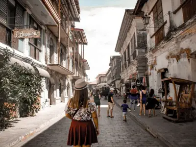 A scenic walk through the nostalgic cobblestone streets of Vigan, capturing its rich colonial architecture.
