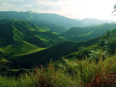 Serene landscape view of the verdant mountains in Sultan Kudarat, Philippines.